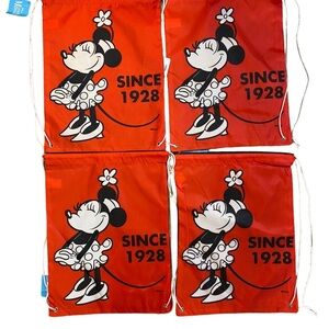 Set of Four Disney Minnie‎ Mouse Red Drawstring Gym Bags